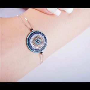 925 stamped silver Nano stones bracelet